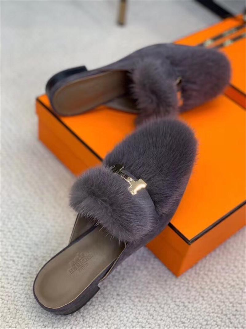 H**me5 paris loafer slippers in purple suede mink