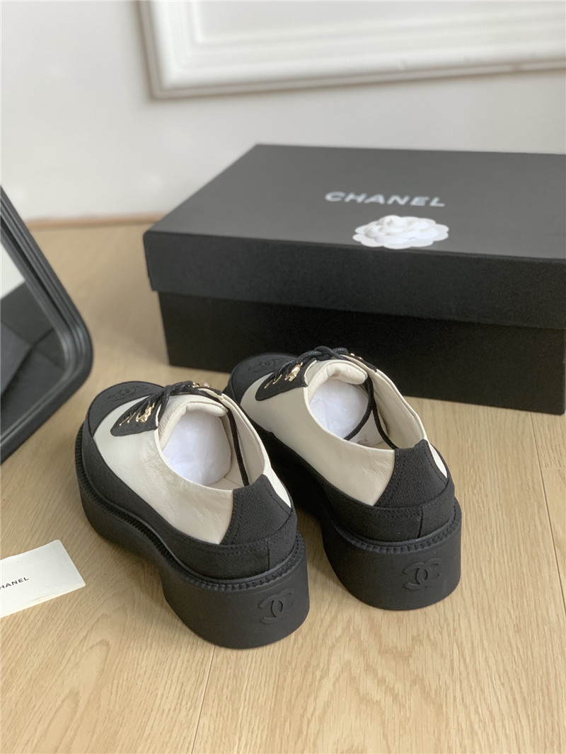 Ch**el white and black suede calfskin oxfords