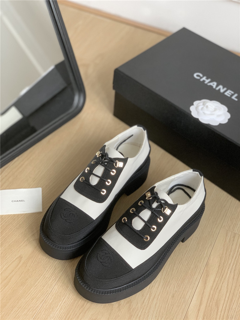 Ch**el white and black suede calfskin oxfords