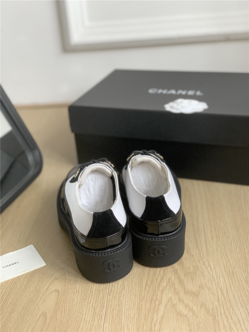 Ch**el nylon suede patent calfskin lace-up oxfords