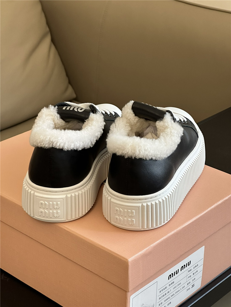 Miu Miu Shearling Lined Leather Sneakers