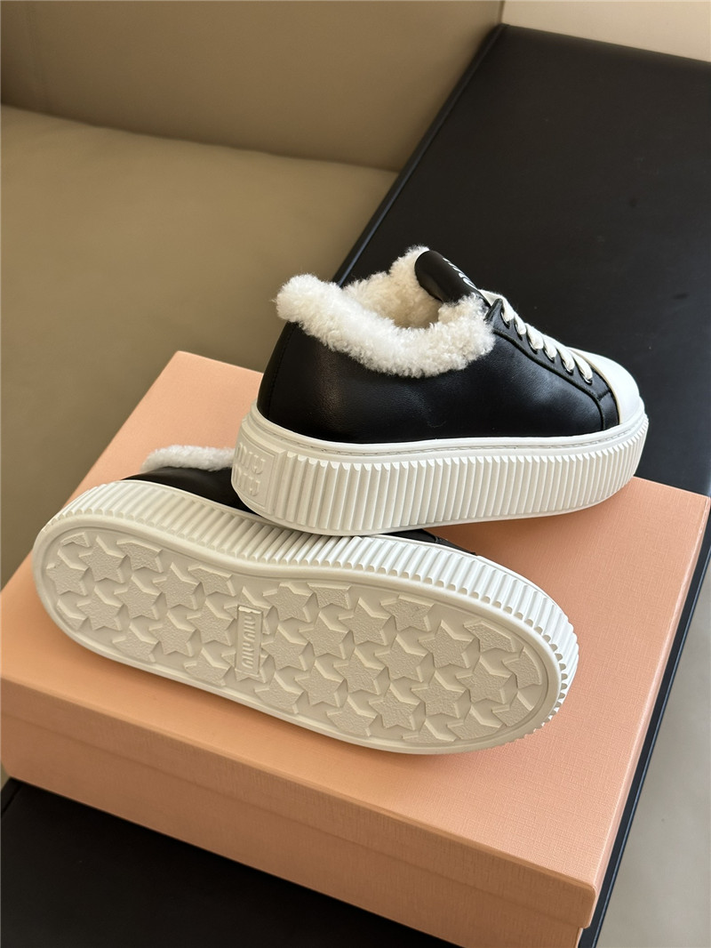 Miu Miu Shearling Lined Leather Sneakers