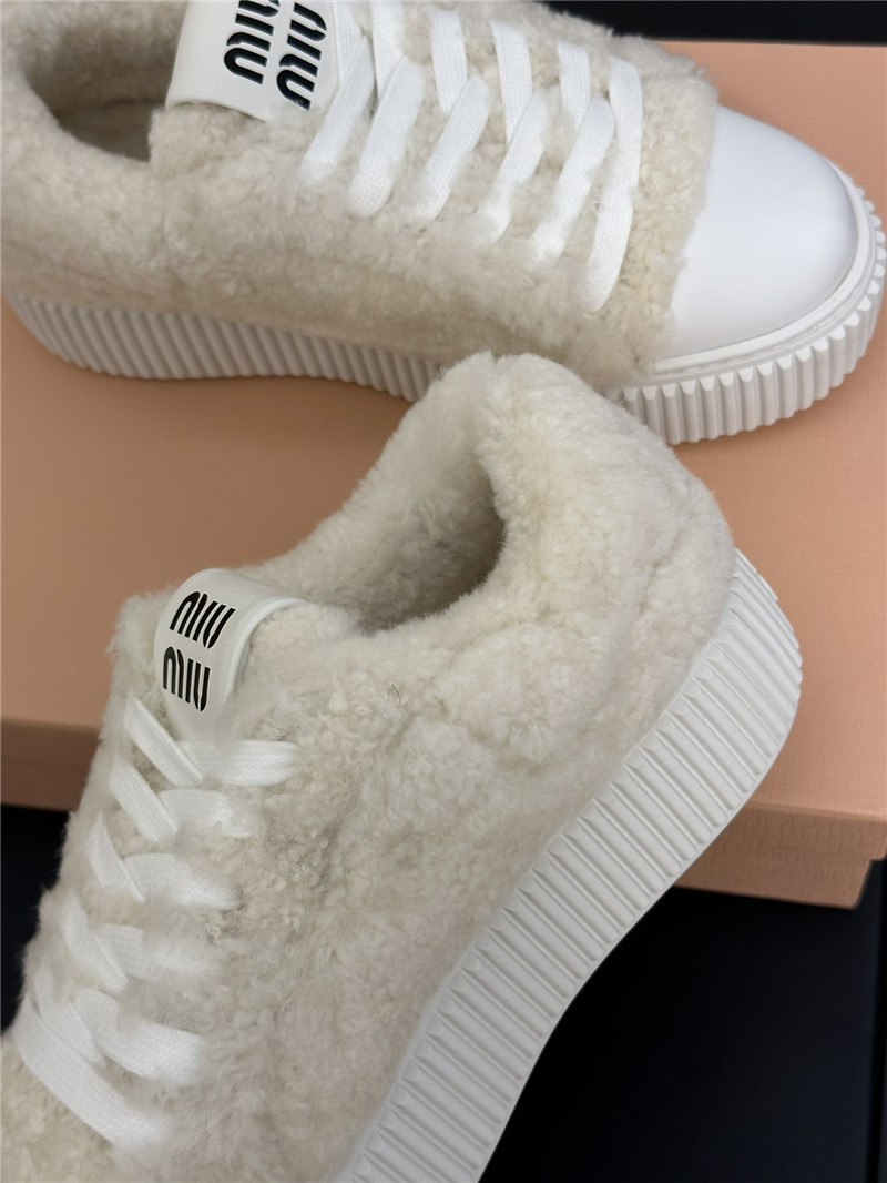 Miu Miu White Shearling Sneakers