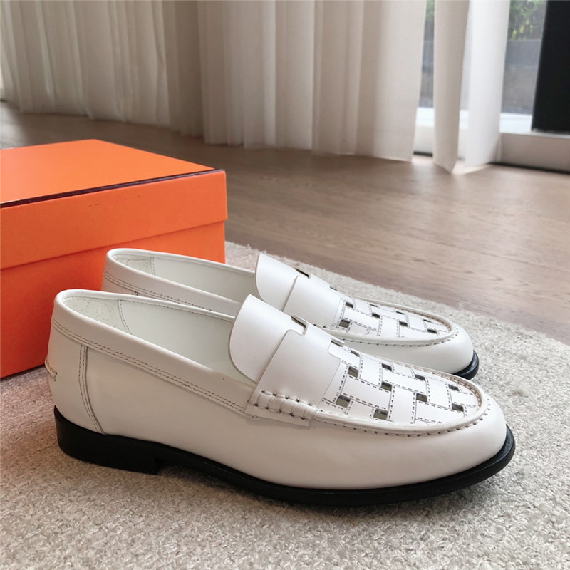 H**me5 h cut-out kennedy loafer in blanc calfskin