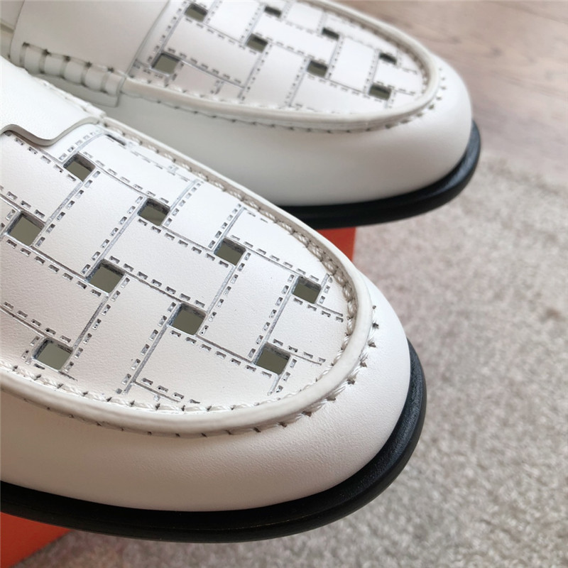 H**me5 h cut-out kennedy loafer in blanc calfskin