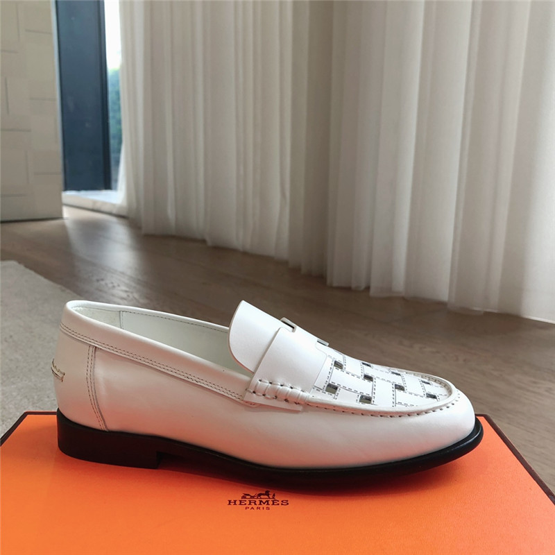 H**me5 h cut-out kennedy loafer in blanc calfskin