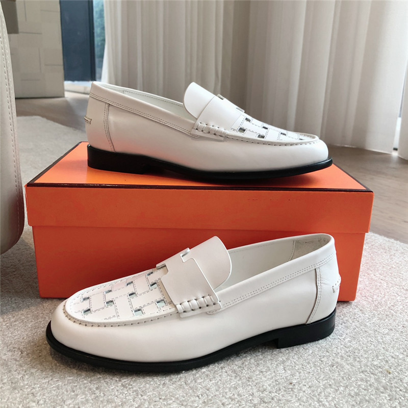 H**me5 h cut-out kennedy loafer in blanc calfskin