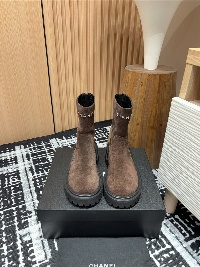 Ch**el platform suede leather ankle boots