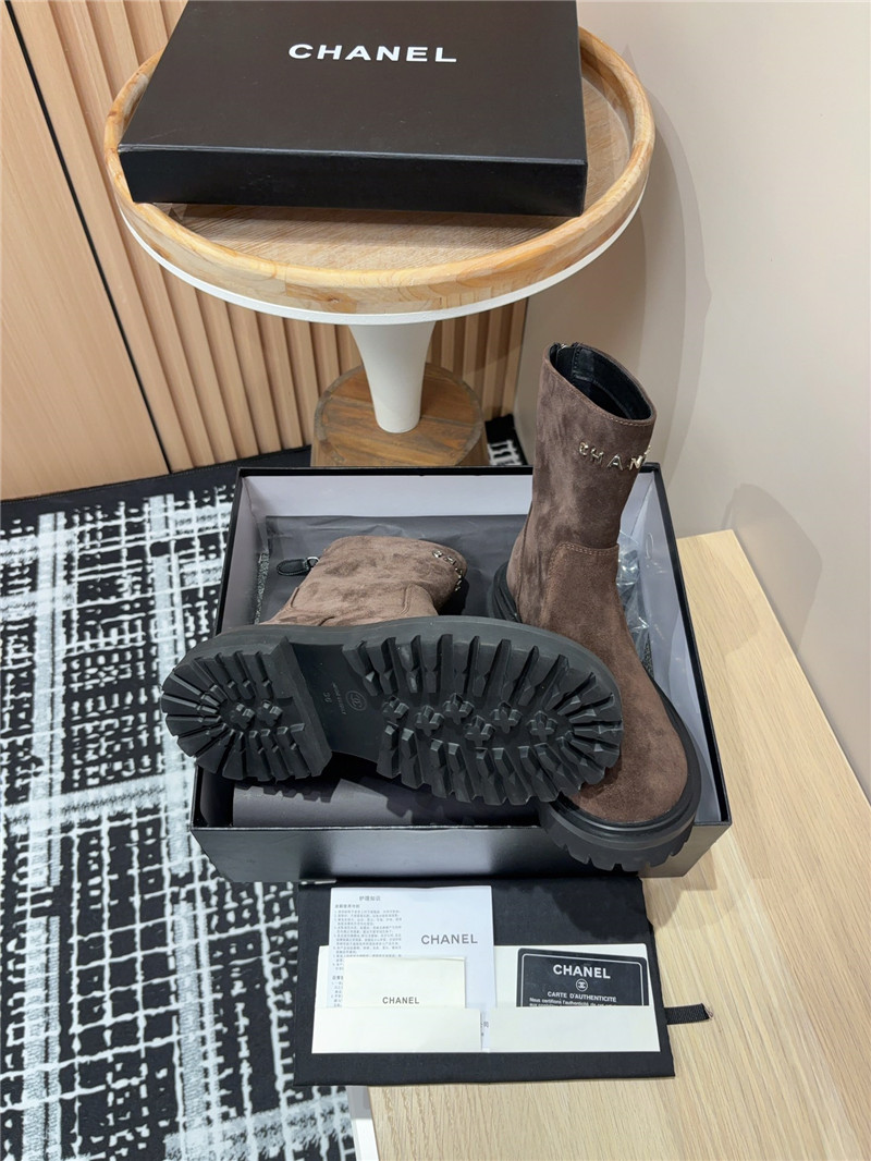 Ch**el platform suede leather ankle boots