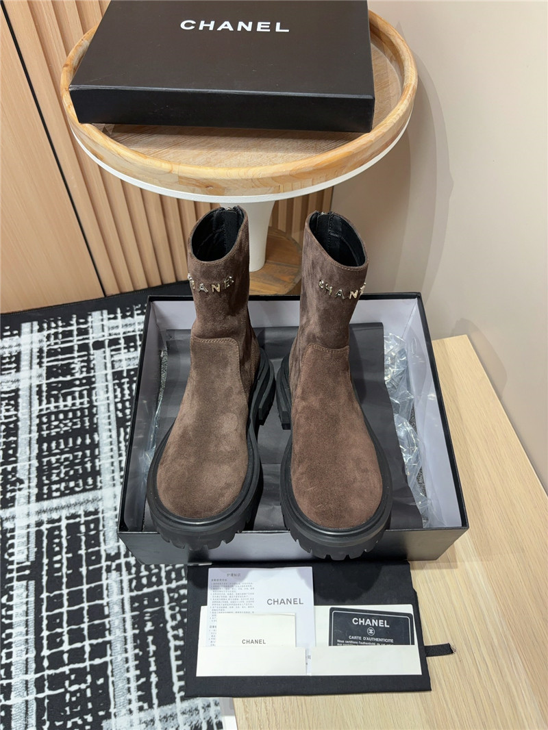 Ch**el platform suede leather ankle boots