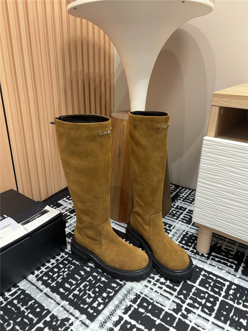 Ch**el brown suede leather keen high boots