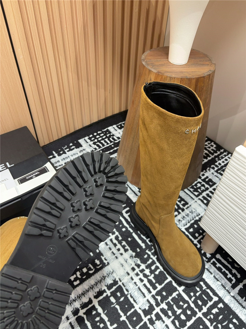 Ch**el brown suede leather keen high boots