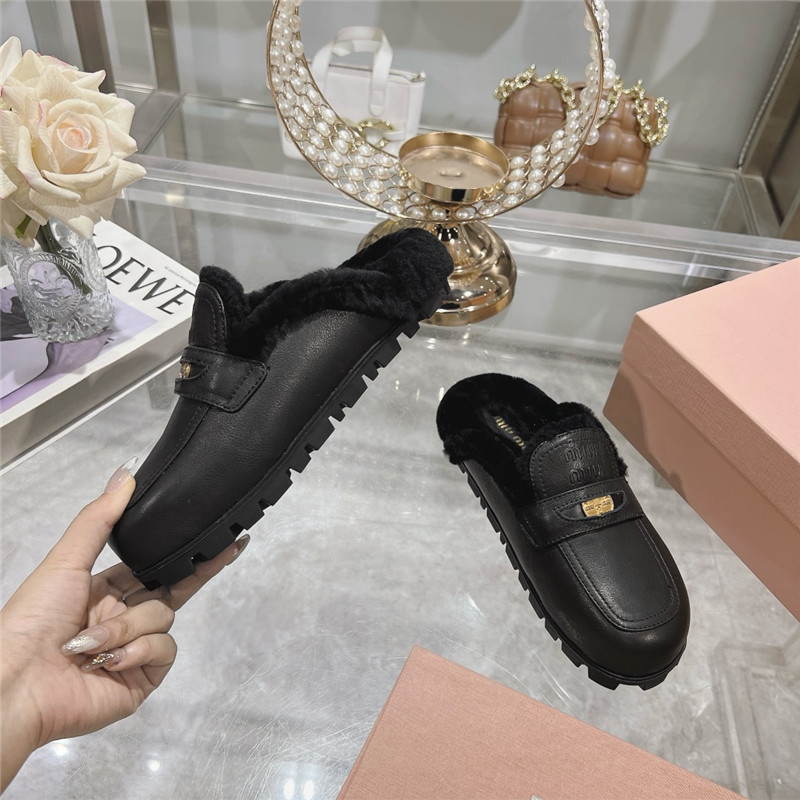 Miu Miu Black Leather Penny Mules