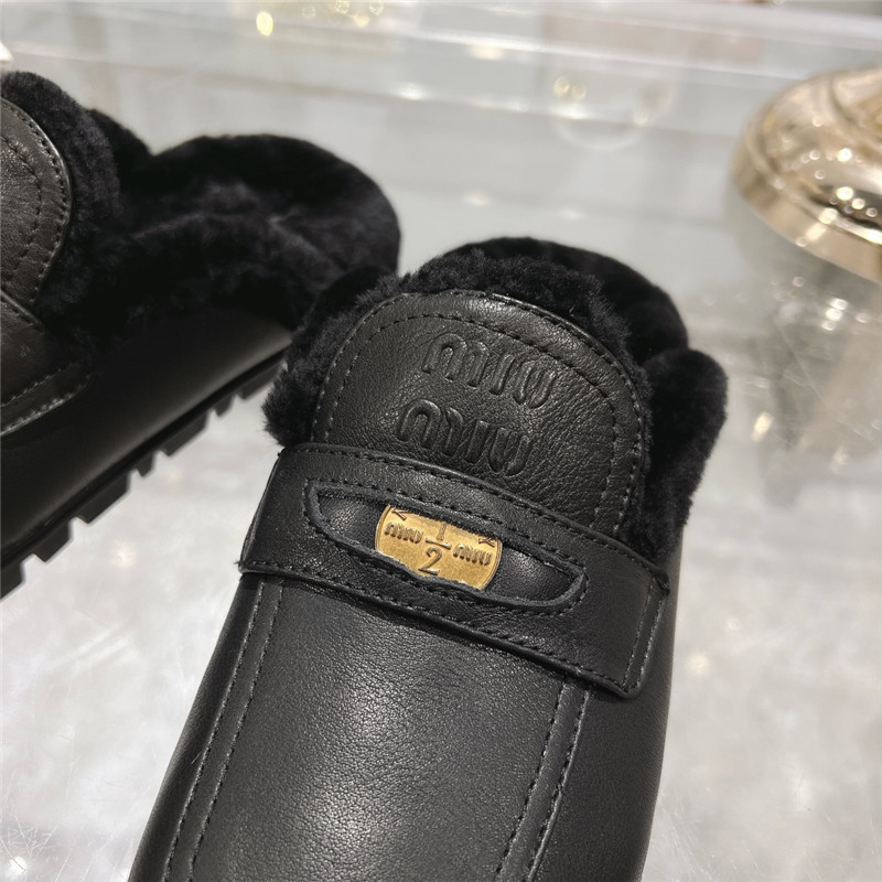 Miu Miu Black Leather Penny Mules