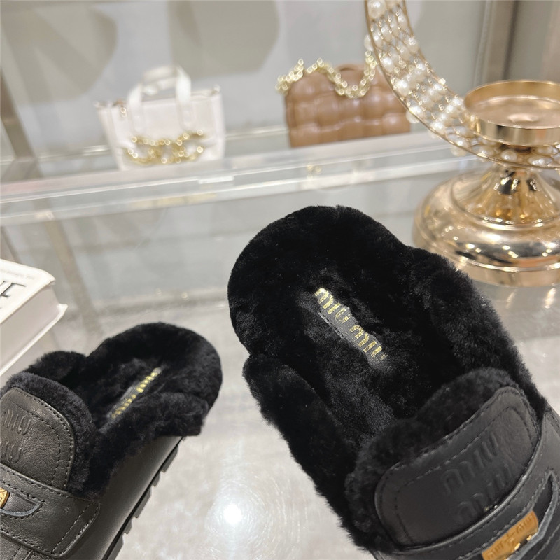 Miu Miu Black Leather Penny Mules