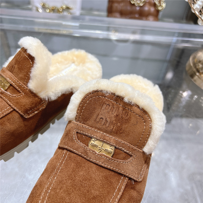 Miu Miu Brown Suede Penny Mules
