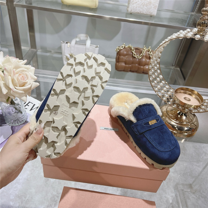 Miu Miu Blue Suede Penny Mules