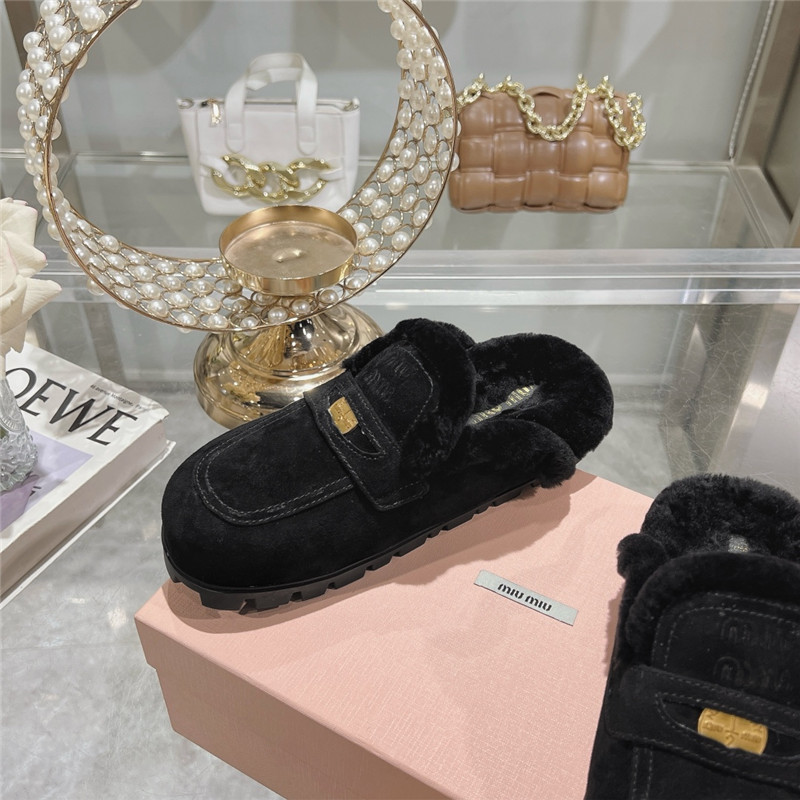 Miu Miu Black Suede Penny Mules