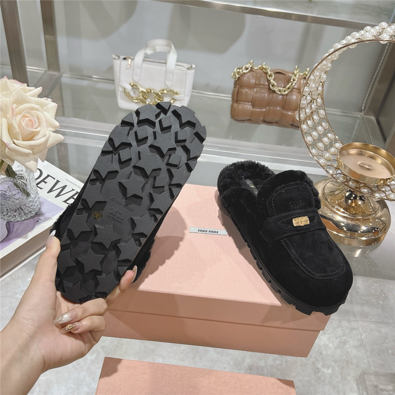 Miu Miu Black Suede Penny Mules