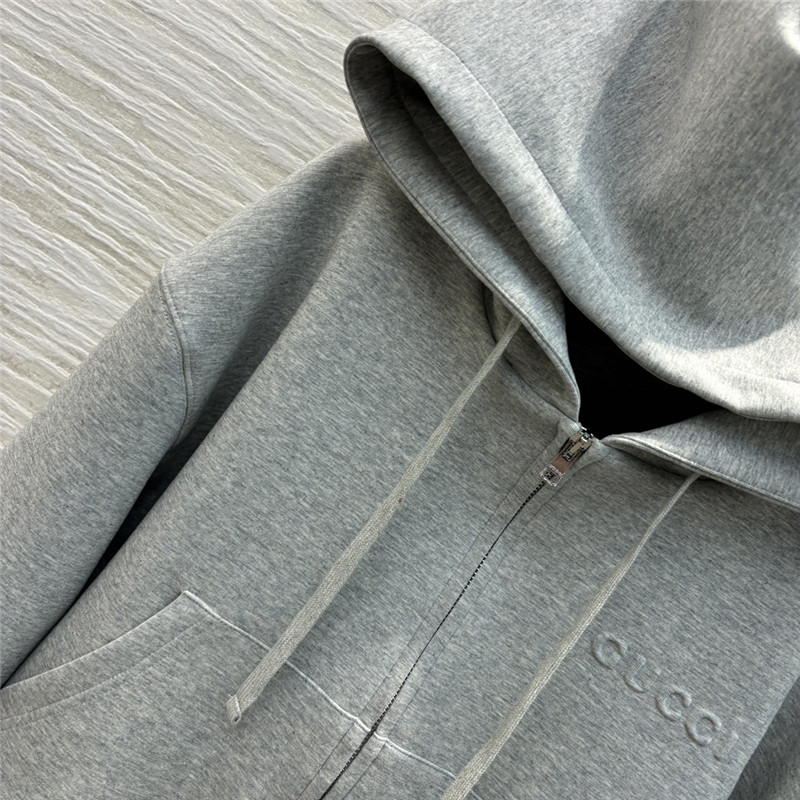 Gvc*1 logo-embossed grey hoodie