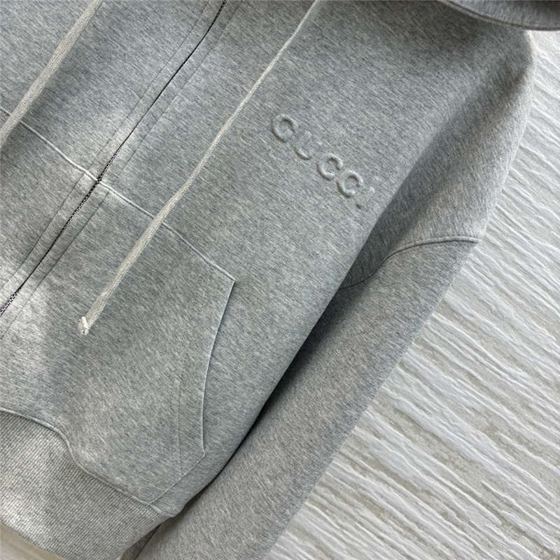 Gvc*1 logo-embossed grey hoodie