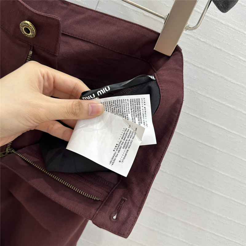 M1um1u reddish brown straight trousers