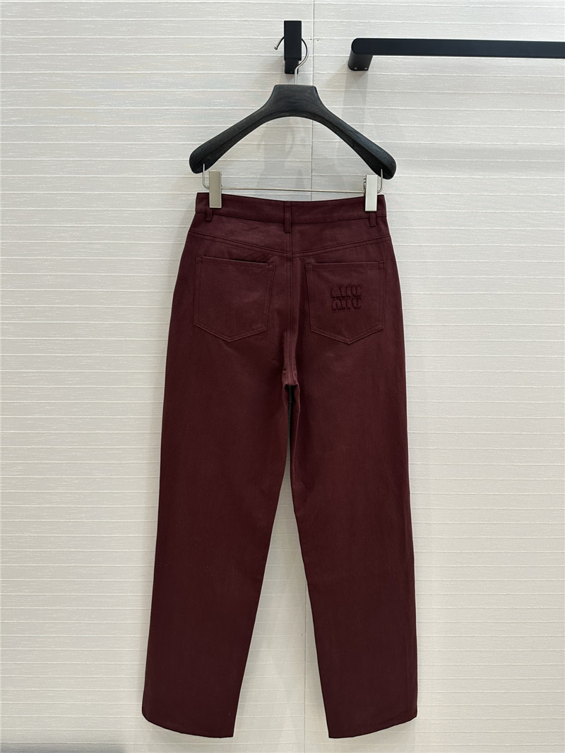 M1um1u reddish brown straight trousers