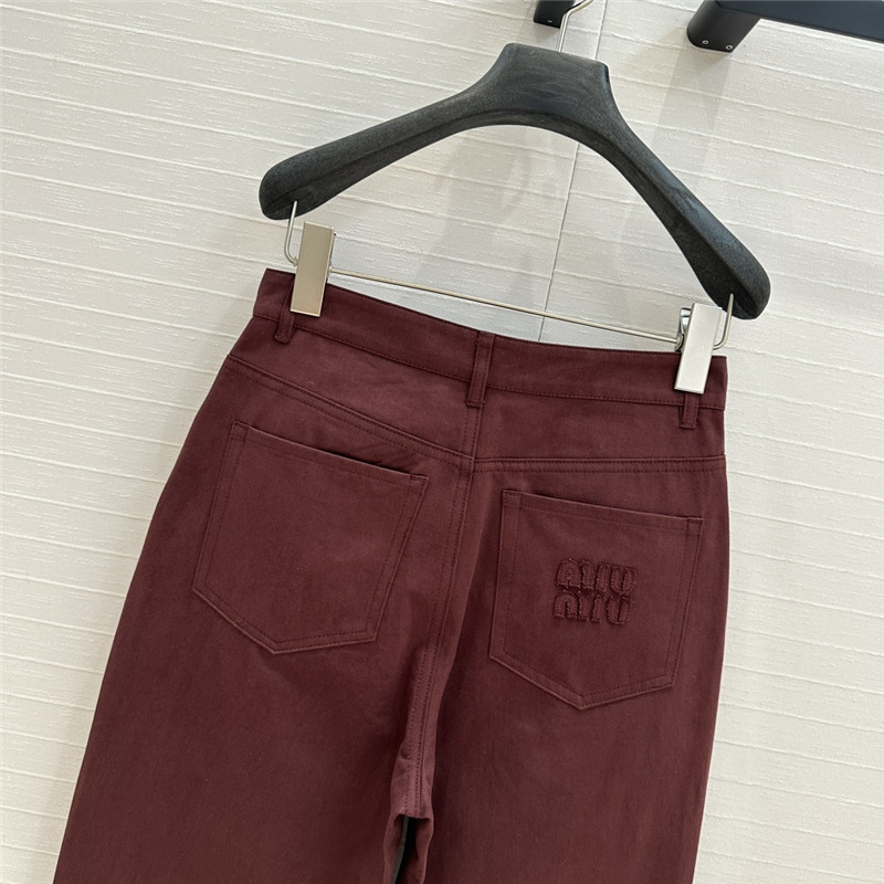 M1um1u reddish brown straight trousers