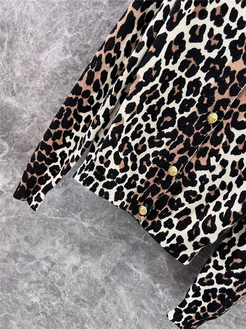 Ce1i*e turtleneck leopard cashmere cardigan