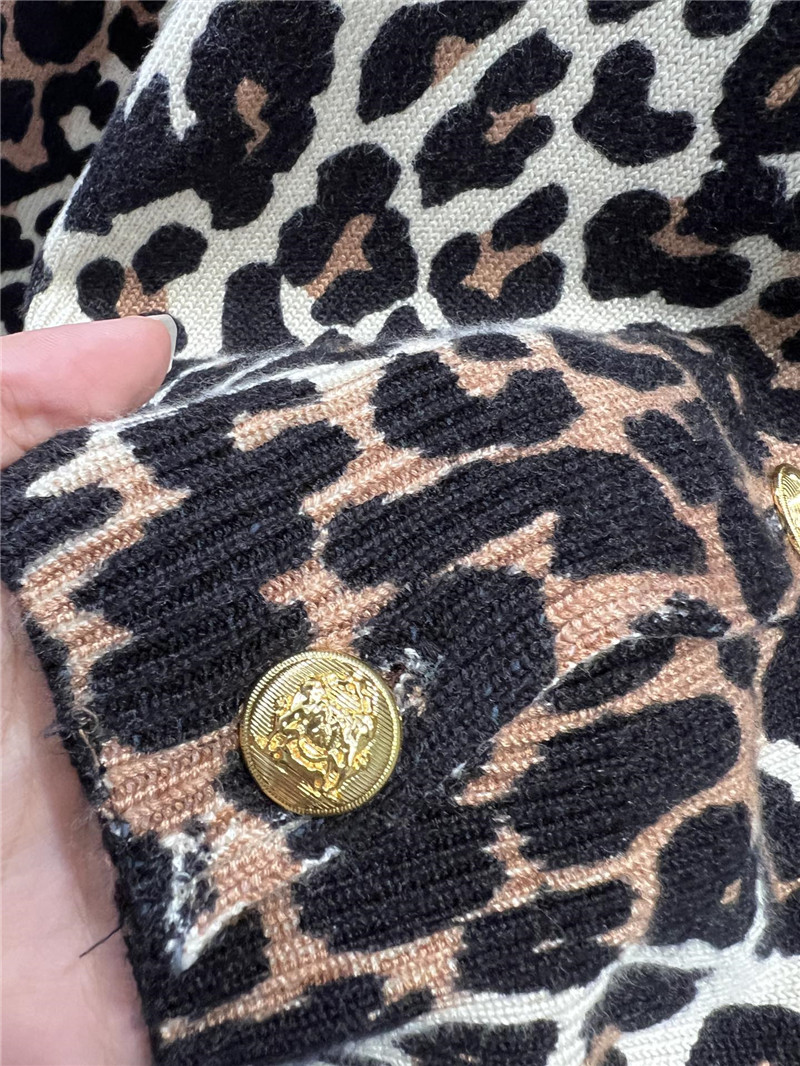 Ce1i*e turtleneck leopard cashmere cardigan