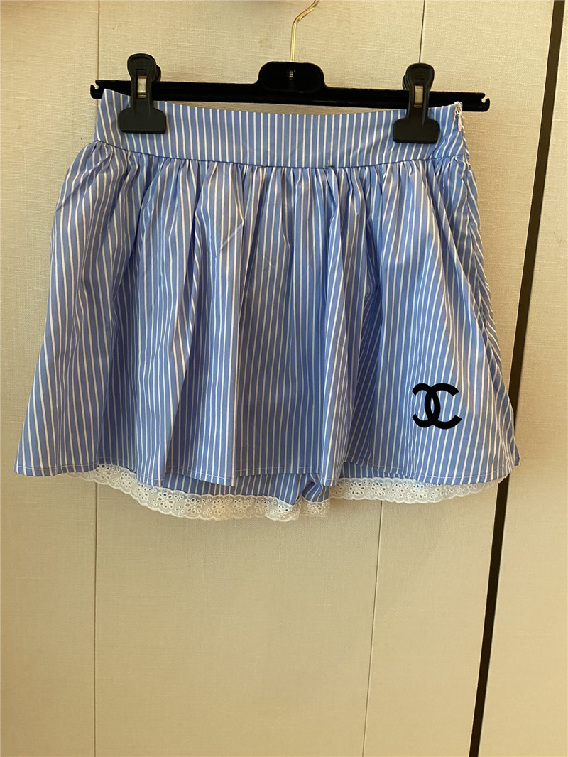 Ch**el blue striped mini skirt