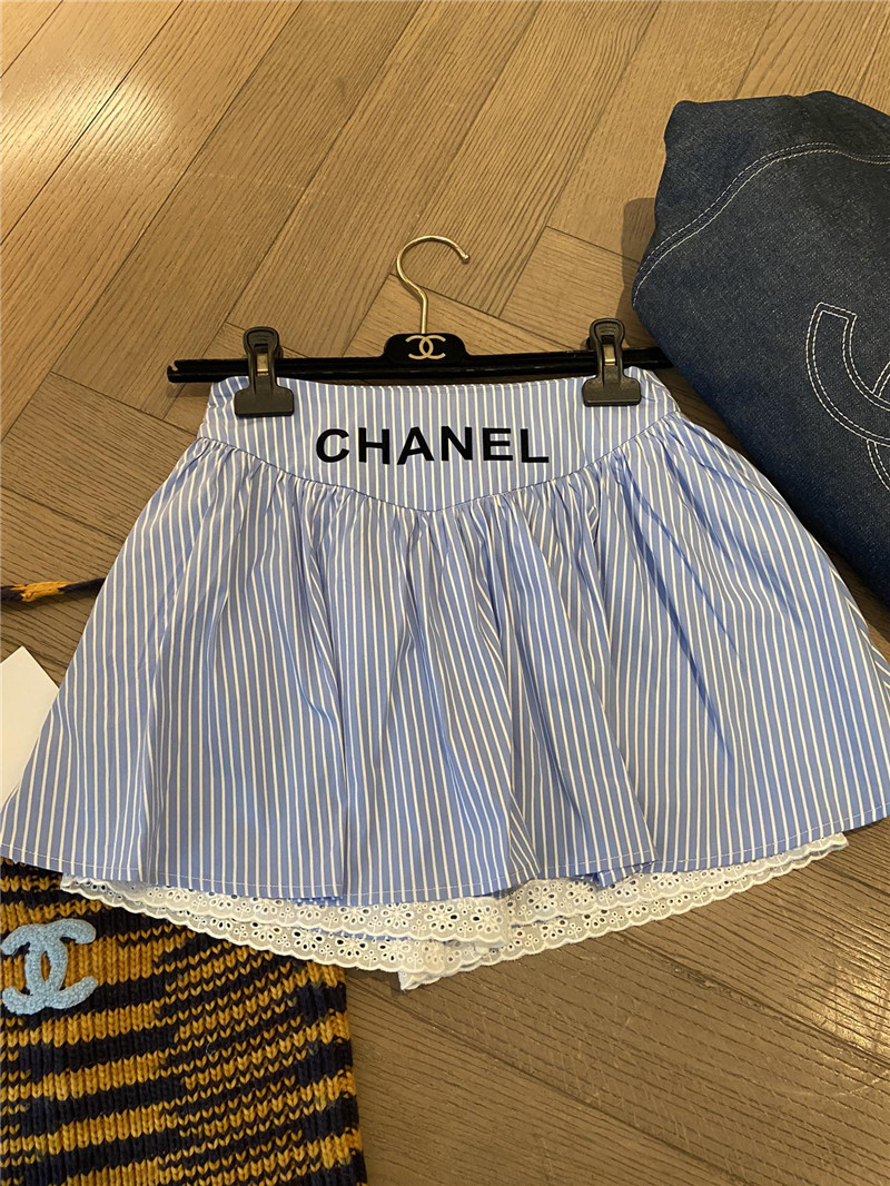 Ch**el blue striped mini skirt