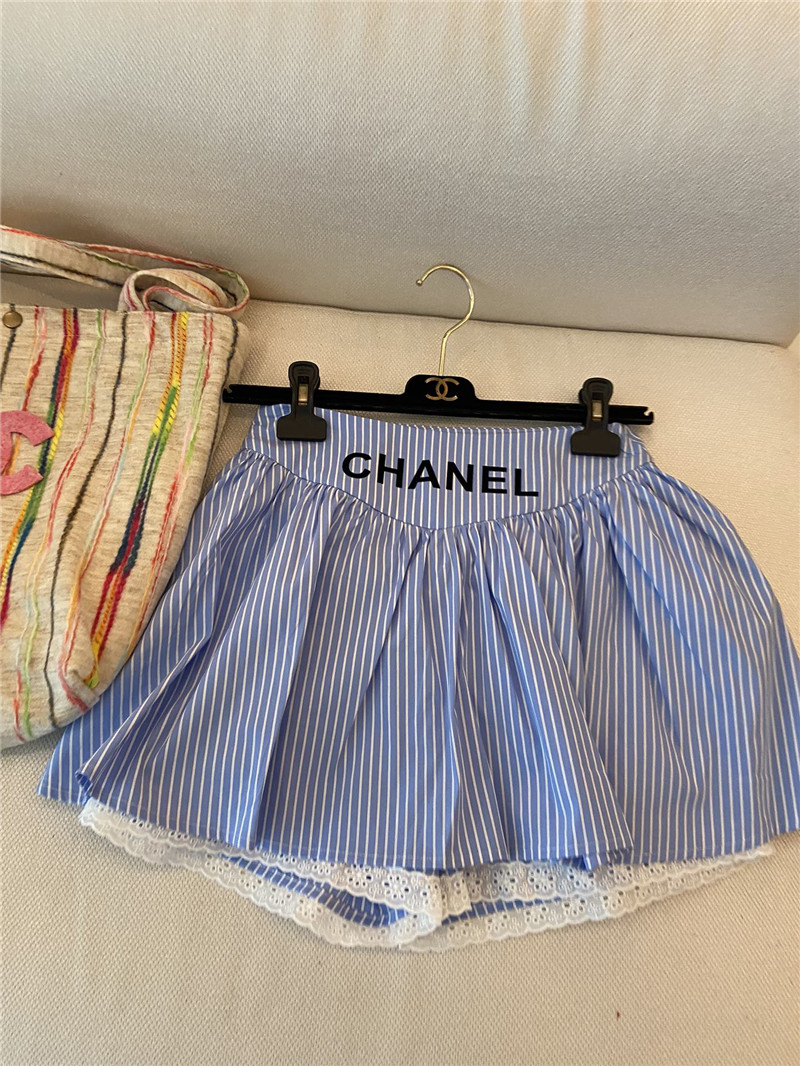 Ch**el blue striped mini skirt