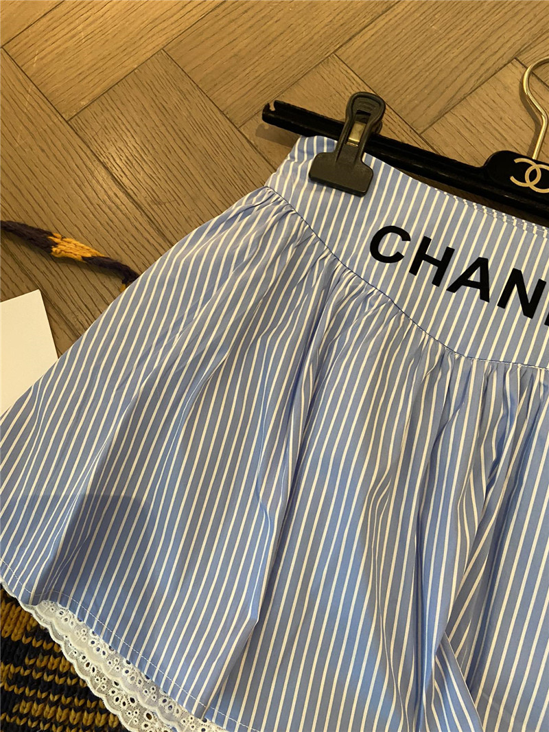 Ch**el blue striped mini skirt