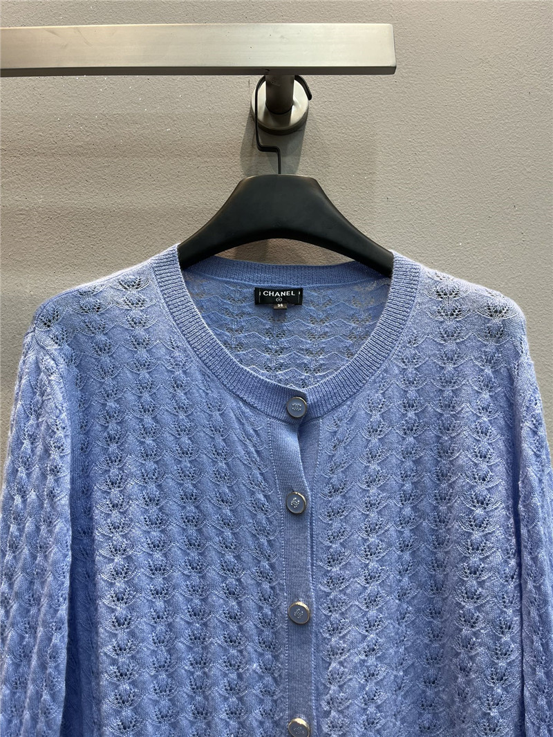 Ch**el cable-knit crop cardigan blue