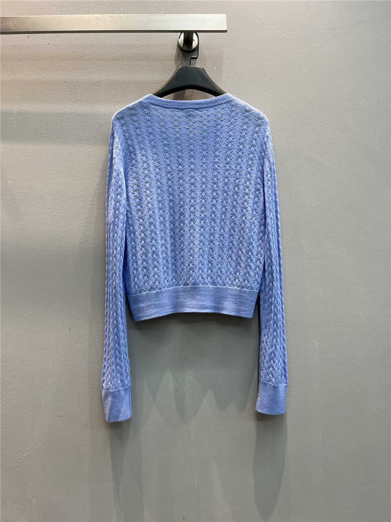 Ch**el cable-knit crop cardigan blue