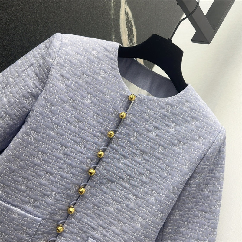 Ce1i*e blue and gold button jacquard jacket
