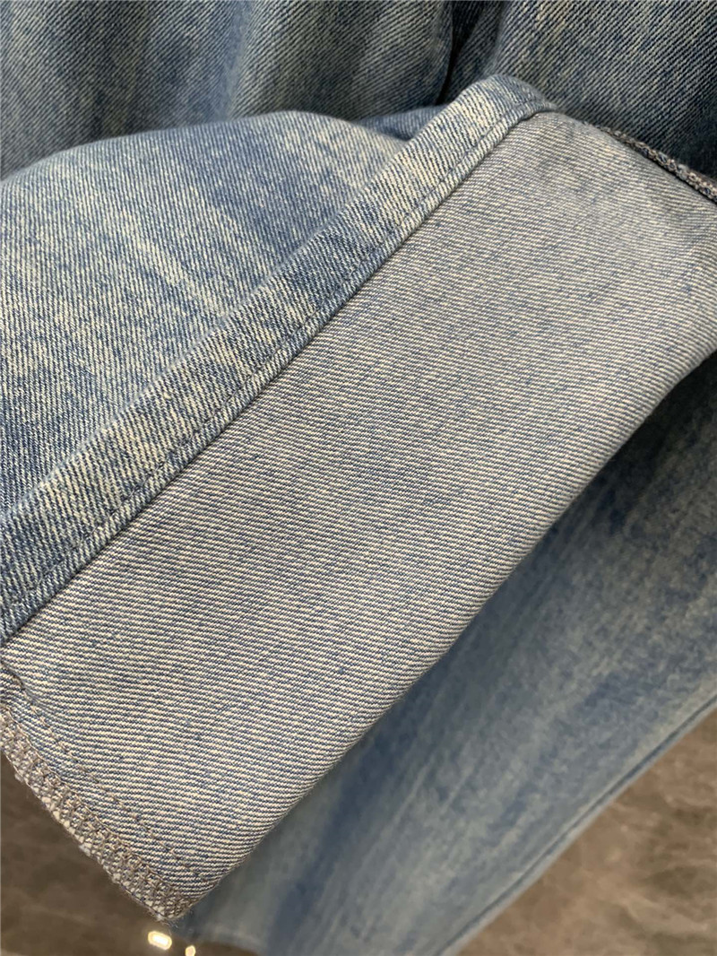 M1um1u striped tie-dye denim trousers