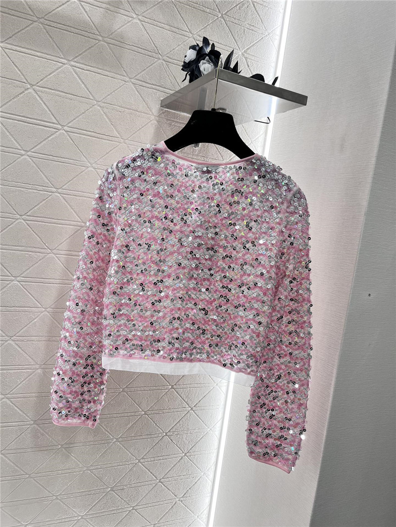 Ch**el pink sequin crop cardigan