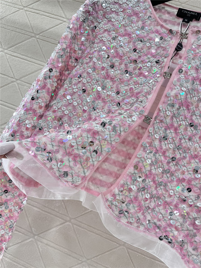 Ch**el pink sequin crop cardigan