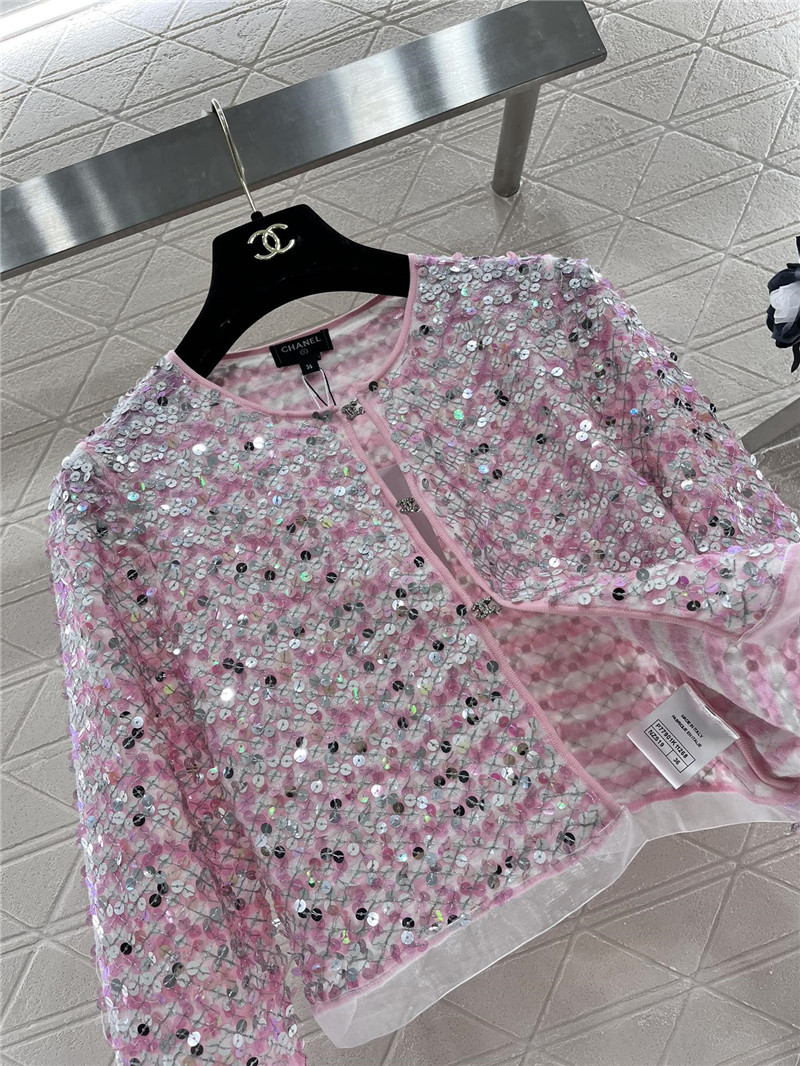 Ch**el pink sequin crop cardigan