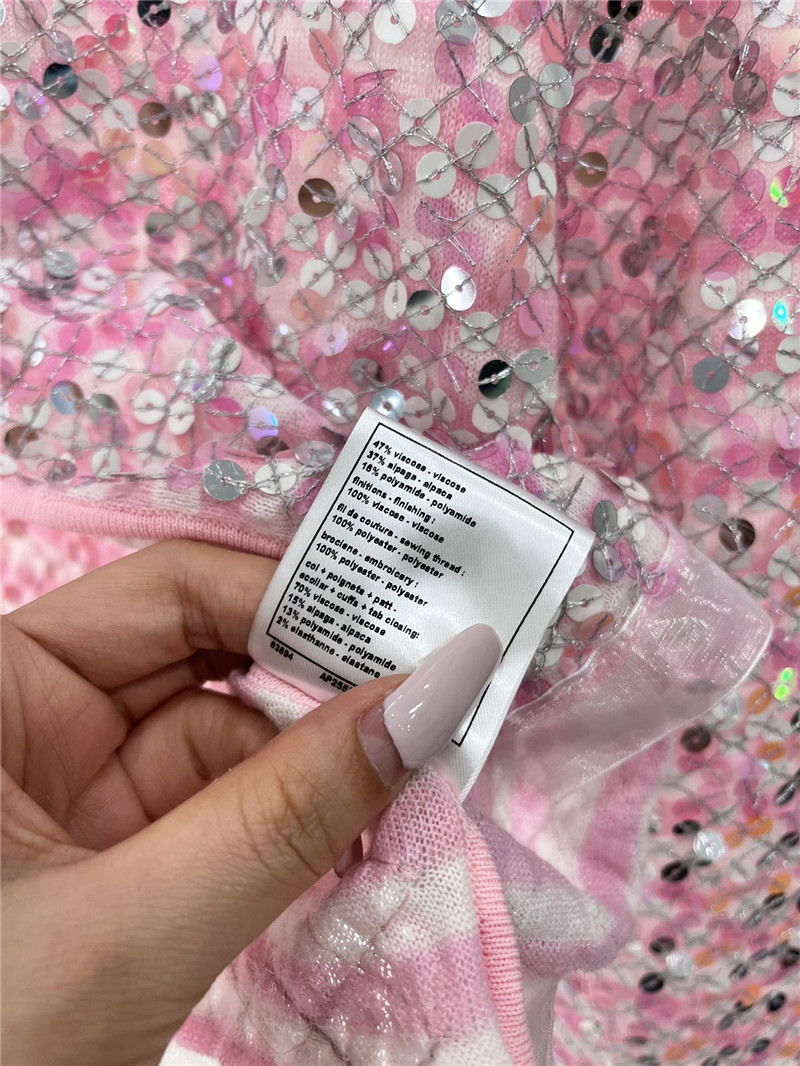 Ch**el pink sequin crop cardigan