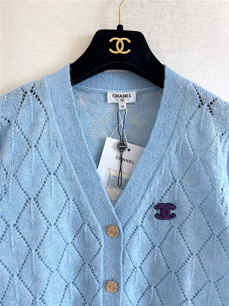 ch**el crop hollow D1am0nd cardigan in blue