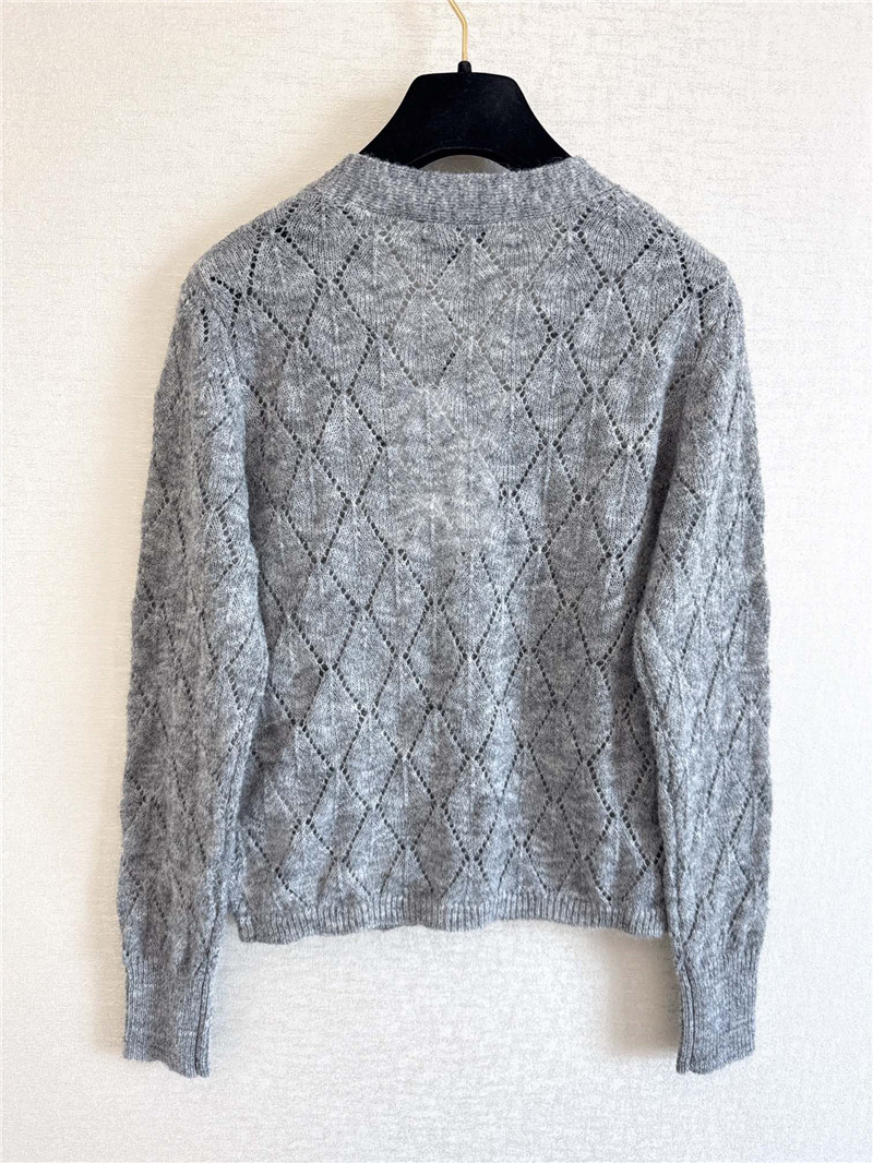 ch**el crop hollow D1am0nd cardigan in grey
