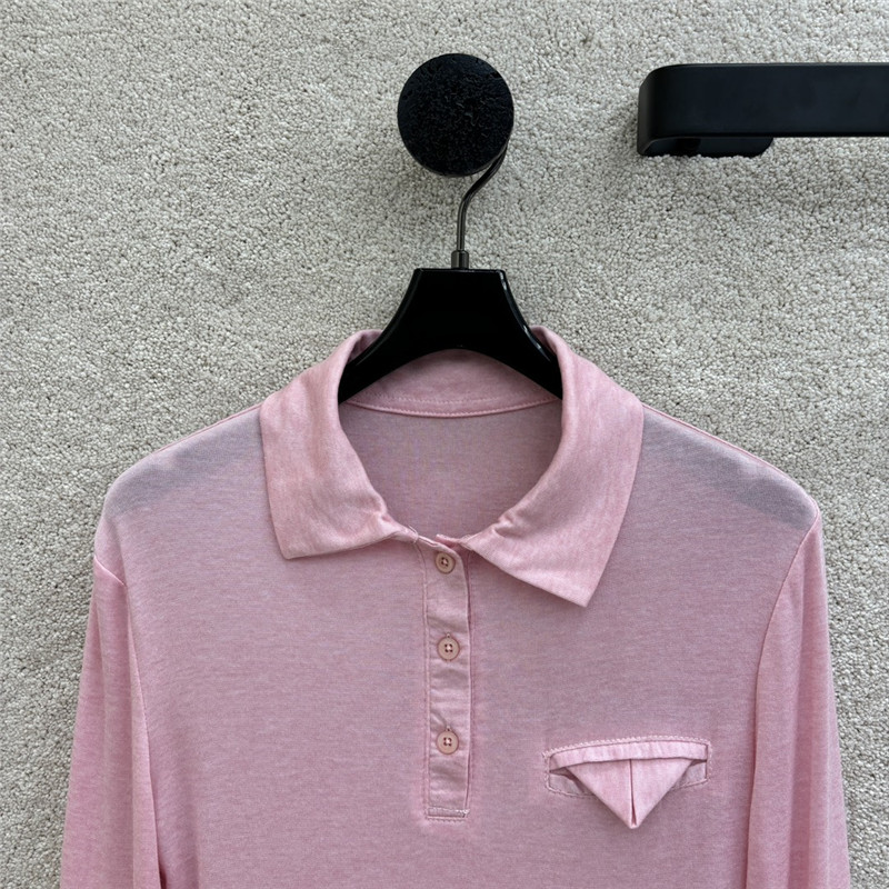 b0tt*ga Ven*ta tencel long-sleeve polo shirt in pink