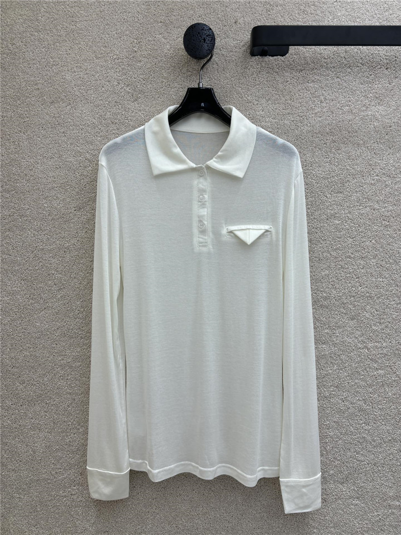 b0tt*ga Ven*ta white tencel long-sleeve polo shirt