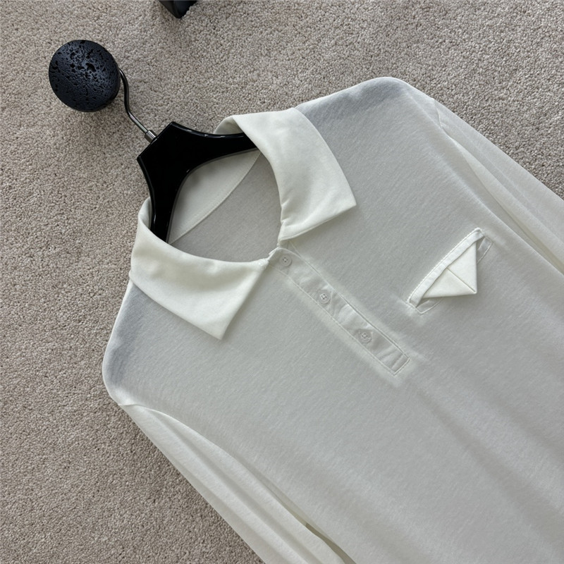 b0tt*ga Ven*ta white tencel long-sleeve polo shirt