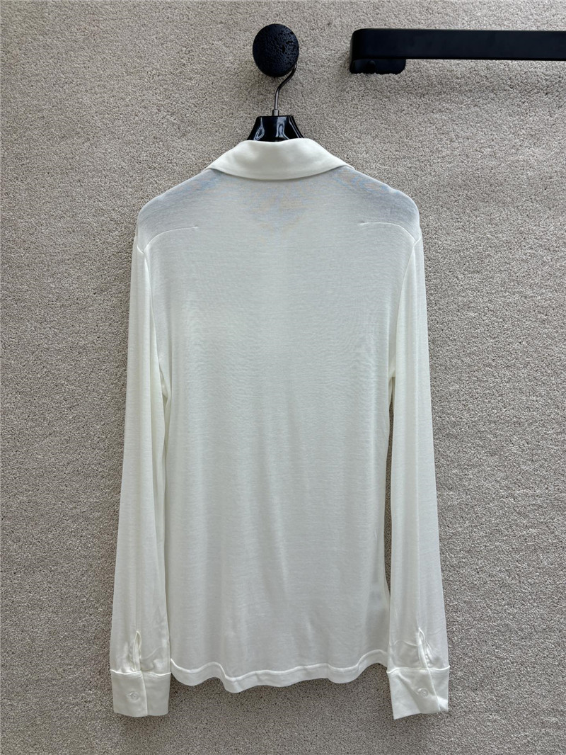 b0tt*ga Ven*ta white tencel long-sleeve polo shirt