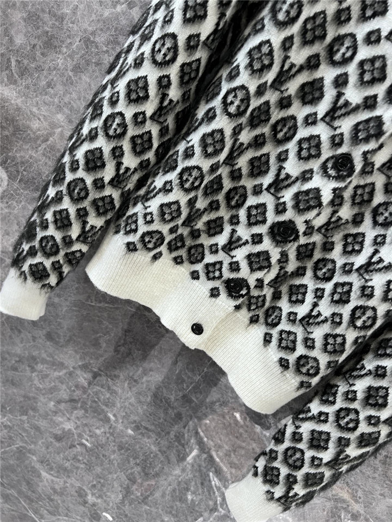 LV Monogram Brushed Knit Cardigan White/Black