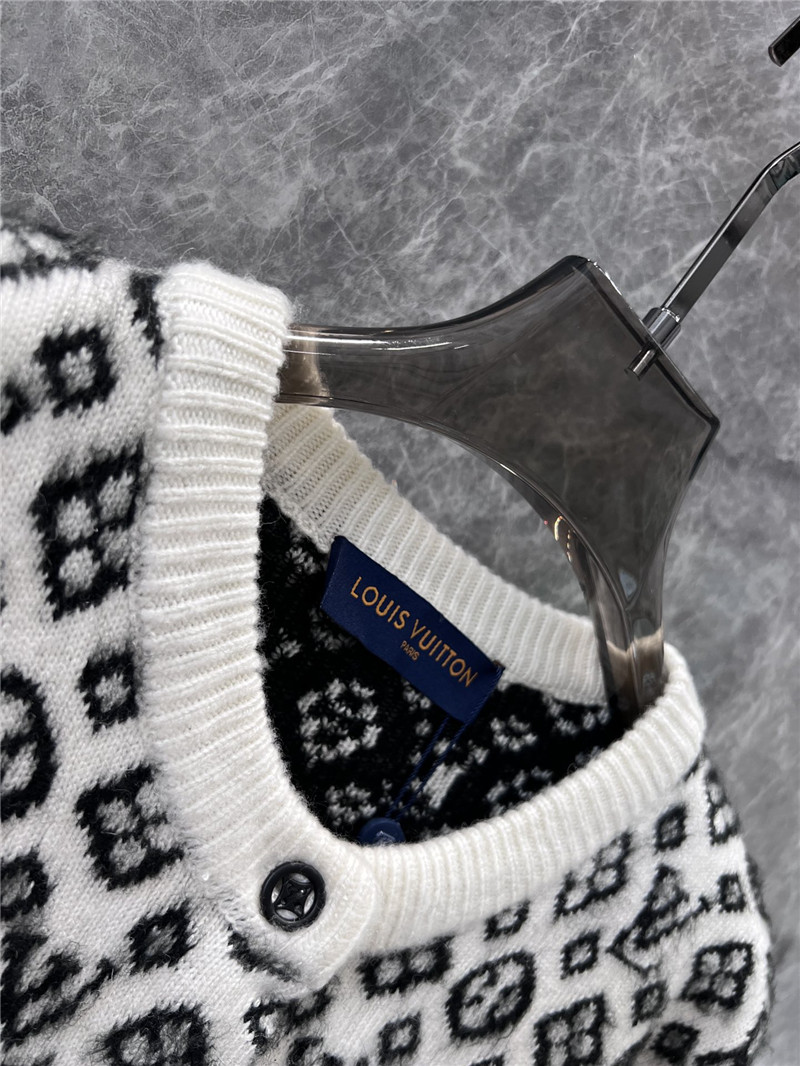 LV Monogram Brushed Knit Cardigan White/Black